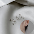 Minimalist Silver S Curve Ball End Ear Climber Pair view 1