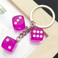 Purple White Black and Red Resin Dice Keychain Set view 4
