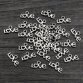 Small Silver Tone Love Script Charms for Jewelry Making view 3