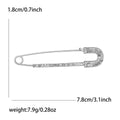 Oversized Crystal Safety Pin Brooch in Gold and Silver Tone view 5