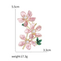 Three Flower Pearl Enamel Brooch in White and Pink view 5