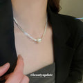 Silver Multi-Strand Snake Chain Matte Pearl Necklace Single view 2
