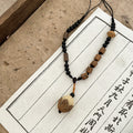 Black Cord Wood Bead Pinecone Pendant Long Necklace view 6