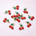 Tiny Double Cherry Charms in Seven Color Combinations view 6