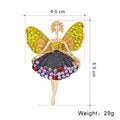 Yellow Gold Tone Ballet Dancer Crystal Enamel Four Designs Metal Brooch Pin view 2