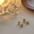 Gold Shell Flower Disc Earrings Freshwater Pearl Cluster Drops view 4