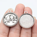 Antique Silver Elephant Round Cabochon Setting Jewelry Making Component view 1