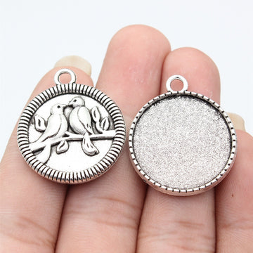 Antique Silver Elephant Round Cabochon Setting Jewelry Making Component