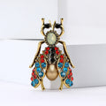 Antique Gold Insect Brooch with Multicolor Crystal Wings view 2