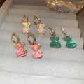 Pastel Crystal Bear Charm Drop Earrings in Two Designs view 4