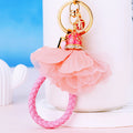 Layered Fabric Flower Keychains with Braided Loops in Ten Color Options view 4