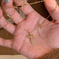 Gold Tone Cross Pendant Necklace With Clear Crystals view 1