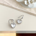 Silver Mother-of-Pearl Heart Drop Hook Earrings Pair view 1