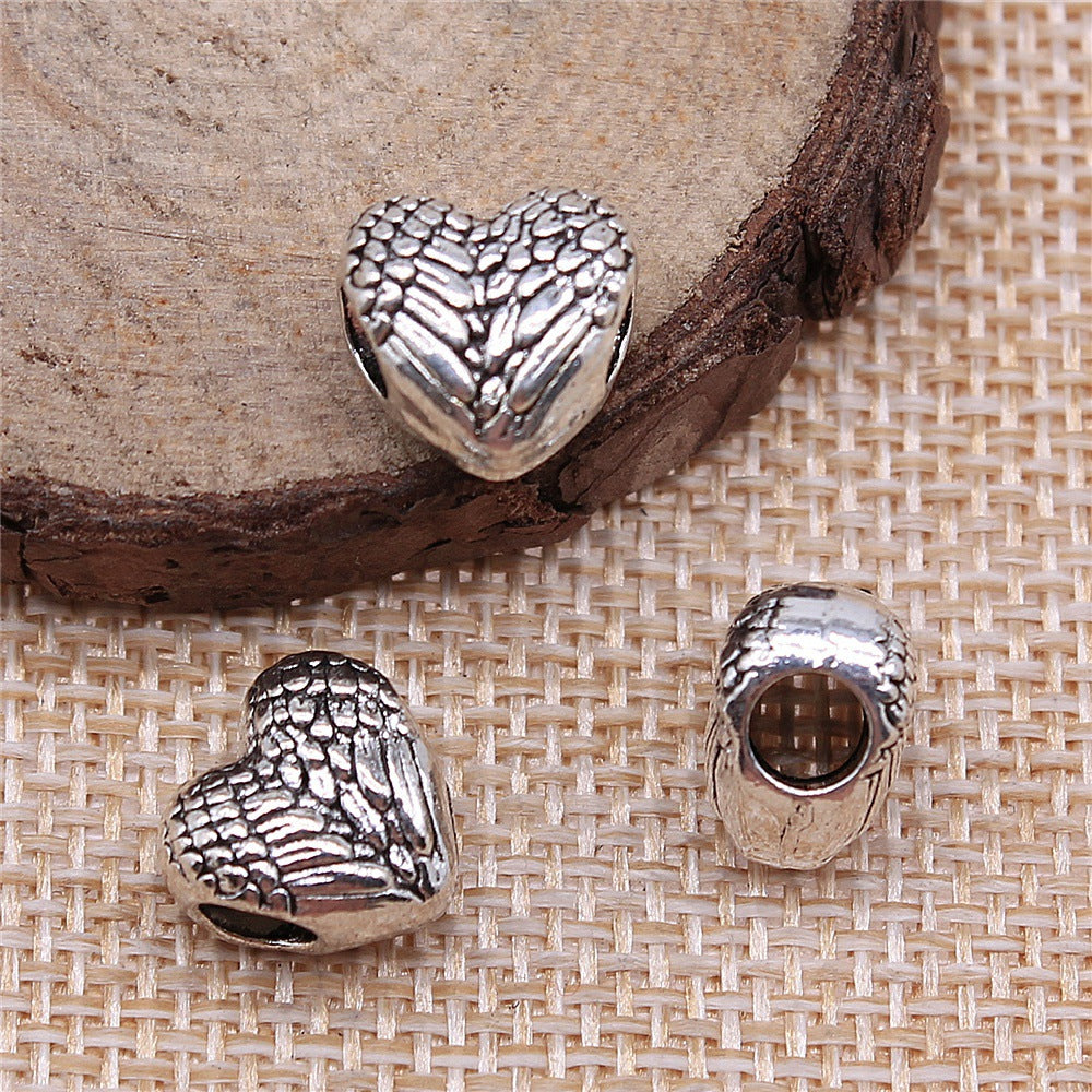 12x11x7.6mm 2.6g Multicolor Zinc Alloy Double Wings Heart Large Hole Beads for DIY Bracelet Jewelry