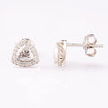 Silver Tone Triangular Clear Crystal Stud Earrings view 3