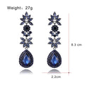 Blue Silver Tone Flower Crystal Four Designs Metal Dangle Earrings view 5