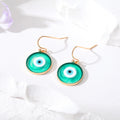 Gold Tone Round Resin Evil Eye Hook Earrings in Six Colors view 2