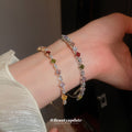 Multicolor Square Crystal Slim Open Cuff In Gold Or Silver Tone view 2