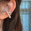 Pearl and Crystal Hoop Ear Cuffs in Gold and Silver Tones view 3