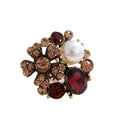 Red Gold Tone Flower Crystal Pearl Look Metal Brooch Pin 3.4 x 3.6 cm view 5