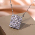 Silver Tone Rectangular Pavé Crystal Pendant Necklace view 2