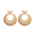 Concentric Open Circle Metal Fringe Stud Earrings Statement Pair view 5