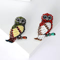 Crystal Enamel Owl Brooch Red and Green Body Variants view 1