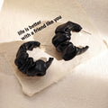 Six Color Ruched Fabric Chunky Statement C Hoop Earrings view 2
