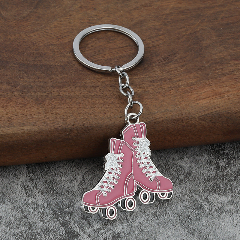 Orange Roller Skate Metal Keychain Fashion Inline Skate Key Ring