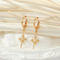 Gold and Silver Tone Symbol and Weapon Huggie Drop Earrings view 7