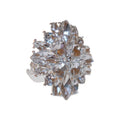 Silver Tone Radiating Clear Marquise Crystal Cluster Statement Ring view 5