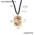 Gold Flower Zircon Pendant Natural Stone Bead Necklace view 6