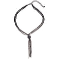 Layered Cord and Chain Tassel Pendant Necklace with Polished Metal Details view 5