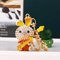 Jeweled Ruyi Rabbit Keychains in Five Colors with Plain Braided and Fortune Loops view 2