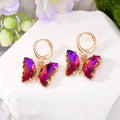 Gold Tone Faceted Crystal Butterfly Huggie Drop Earrings in Seven Colors view 7