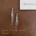 Silver Multi-Strand Textured Long Tassel Drop Earrings view 3