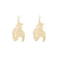 Gold Silver Black and Red Koi Outline Hook Earrings view 5