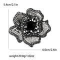 Striped Petal Flower Brooch with Large Crystal in Six Colors view 11