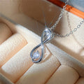 Silver Tone Infinity Teardrop Crystal Pendant Necklace view 4