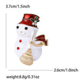 White Enamel Christmas Snowman Brooch Red Hat Gold Broom view 5
