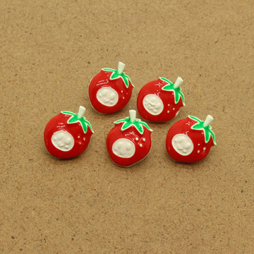 Red Strawberry Novelty Stud Earrings with White Face Detail