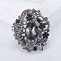 Large Teardrop Crystal Floral Cluster Brooch in Four Palettes view 6