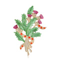 Colorful Enamel Thistle Bouquet Brooch with Green Foliage view 1