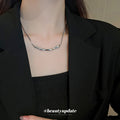 Silver Snake Chain Wavy Bar Pendant Necklace Single Style view 3