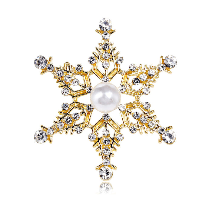 Gold Tone Silver Tone Five Point Star Crystal Pearl Look Two Designs Metal Brooch Pin