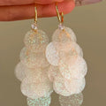 Iridescent Sequin Cluster Dangle Hook Earrings with Polished Metal Details view 2