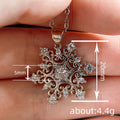 Silver Tone Snowflake Pendant Necklace with Clear Crystals view 4