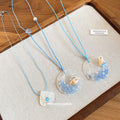 Blue Cord Clear Ocean Resin Pendant Necklaces Statement Jewelry view 4