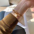 Gold Plated Square Link Chain Pearl Charm Bracelet view 3