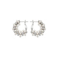 Faux Pearl Hoop Earrings With Star and Cross Charms view 5
